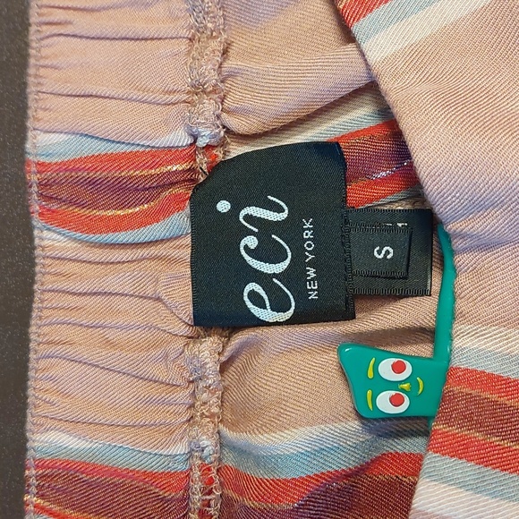 ECI pink striped wide-leg crop pants with pockets, size S - Picture 3 of 7